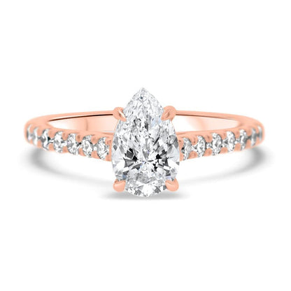Lab Grown Pear Diamond Engagement Ring with Diamond Shoulders 0.35ct