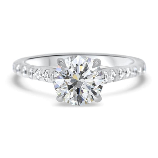 Lab Grown Brilliant Round Diamond Engagement Ring With Diamond Shoulders 0.70ct
