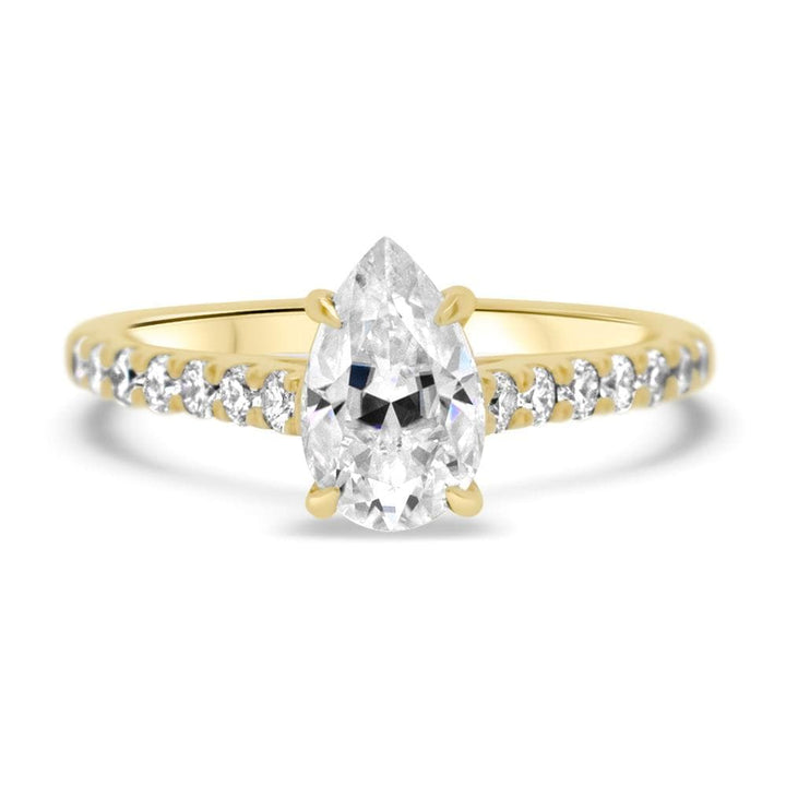 Lab Grown Pear Diamond Engagement Ring with Diamond Shoulders 0.35ct