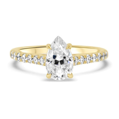 Lab Grown Pear Diamond Engagement Ring with Diamond Shoulders 0.35ct