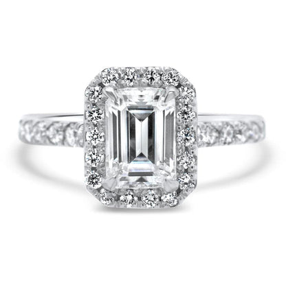 Lab Grown Emerald Cut Halo Diamond Ring 0.70ct