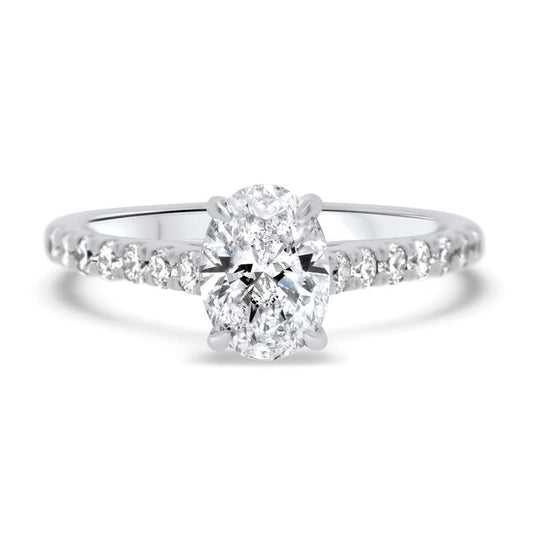 Lab Grown Oval Diamond Engagement Ring with Diamond Shoulders 0.50ct